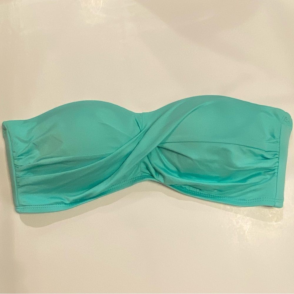 Sz M Massimo bandeau twist Bikini top aqua blue green padded cups Get $10 signup